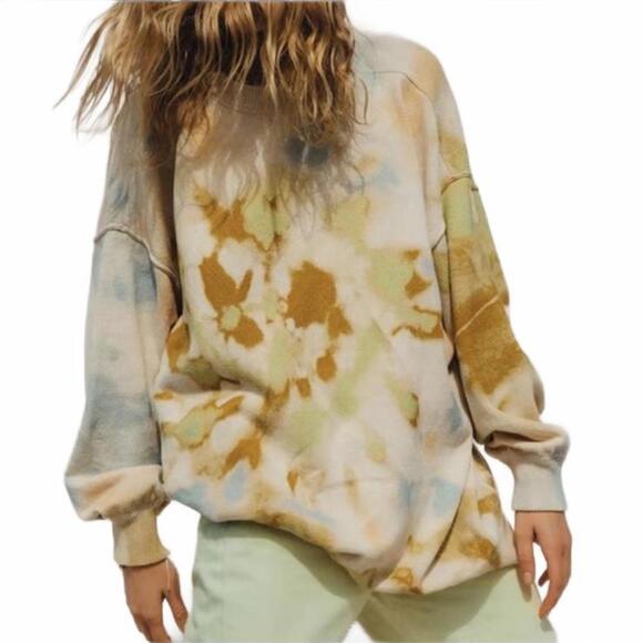 Free People Cosmos Tie Dye Oversized Pullover Crewneck...